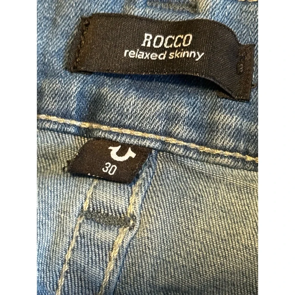 True Religion Rocco Men's Denim Jeans Size 36x32 Relaxed Skinny Blue Medium Wash